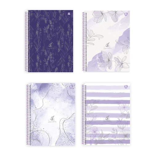 165443 CUADERNO 20X27.5 CON ESPIRAL TAPA DURA LAVENDER X 80 HOJAS RAYADO - Imagen 1