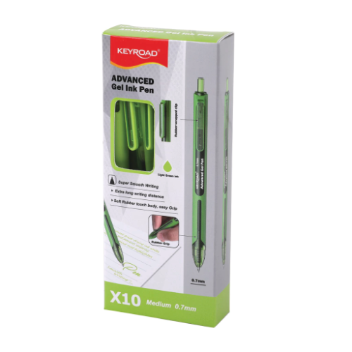 165518 BOLIGRAFO RETRACTIL GEL 0.7 VERDE PASTEL X UNIDAD KEYROAD - Imagen 1