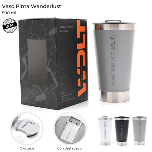 165807 VASO TERMICO 500 ML ACTIVE CON TAPA Y DESTAPADOR - Imagen 1