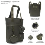 CARTERA SHOPPER CON CORREAS Y MONEDERO VERDE MILITAR ENGOMADO - Imagen 2