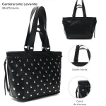 CARTERA TOTE LEVANTE DOBLE MANIJA NEGRO CON TACHAS - Imagen 2
