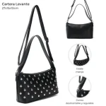 BANDOLERA LEVANTE DOBLE CORREA NEGRO CON TACHAS - Imagen 2