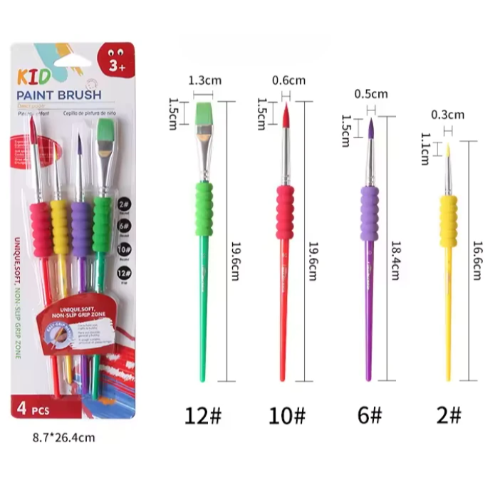 165958 PINCEL ESCOLAR MIXTO CON GRIP X 4 PELO SINTETICO COLORES GIORGIONE - Imagen 1