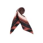 PAÑUELO VICHY 90X90 MARRON CON ESTAMPA - Imagen 2
