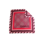 PAÑUELO VICHY 90X90 BORDO CON ESTAMPA