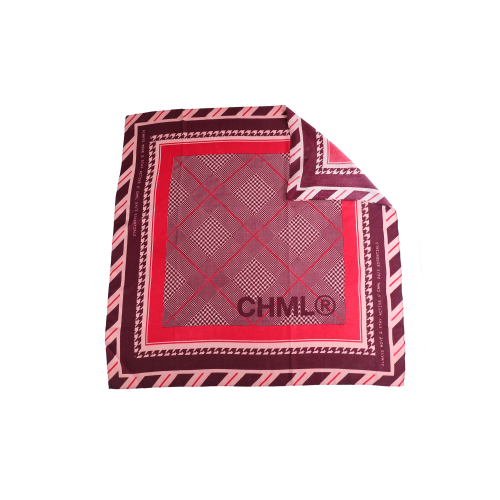 166538 PAÑUELO VICHY 90X90 BORDO CON ESTAMPA - Imagen 1