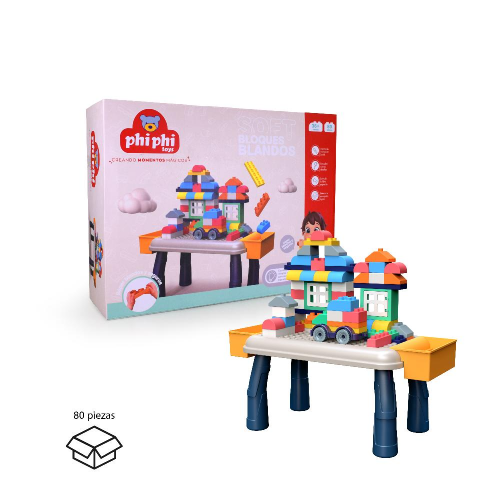 166918 BLOQUES SOFT 80 PIEZAS CON TABLA - Imagen 1