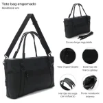 CARTERA TOTE BAG ENGOMADA CON PORTABOTELLA NEGRO - Imagen 2