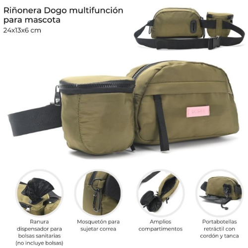 167122 RIÑONERA DOGO MULTIFUNCION PARA MASCOTAS VERDE MILITAR - Imagen 1
